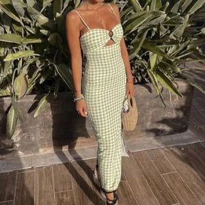 Zara Green And White Checkered Dress - size small